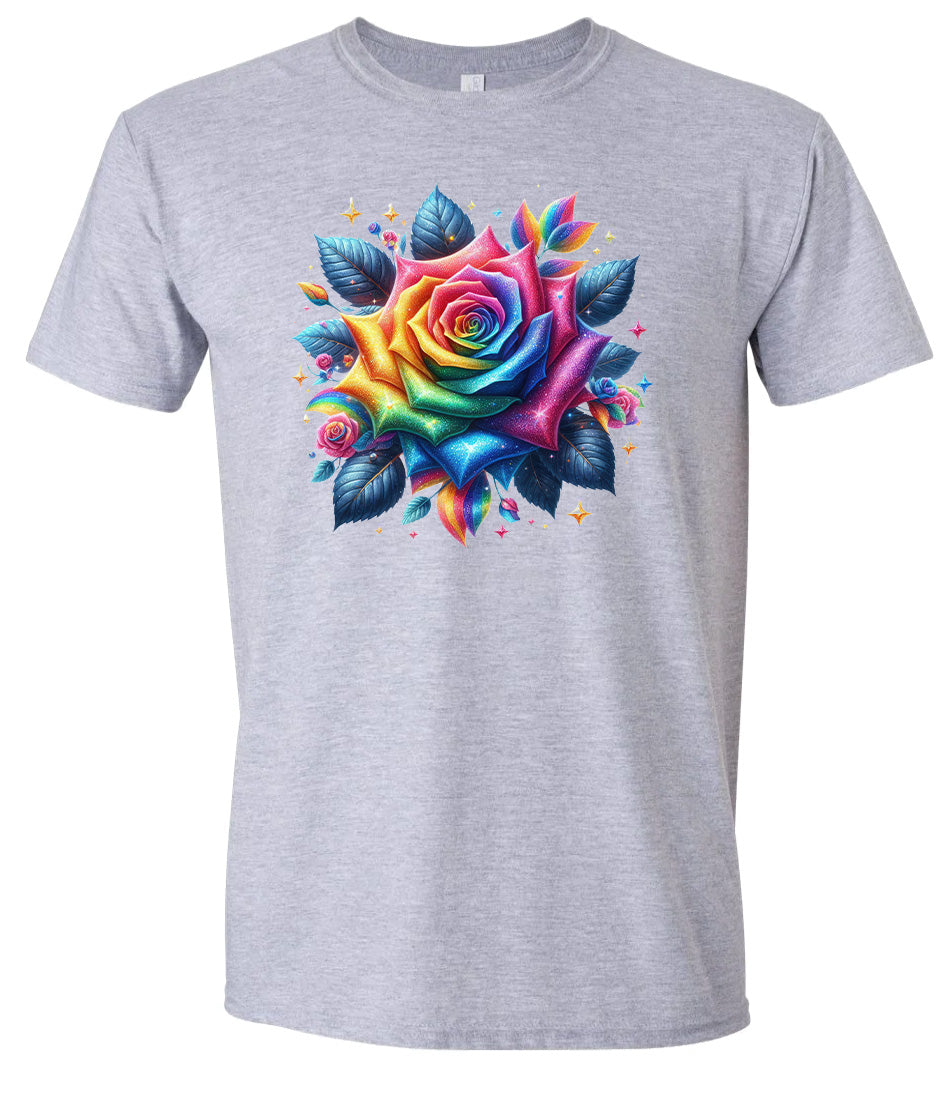 Rainbow Rose Adult Gildan Soft Shirt
