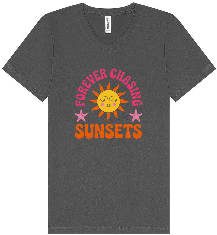 Forever Chasing Sunsets Unisex V-Neck Shirt