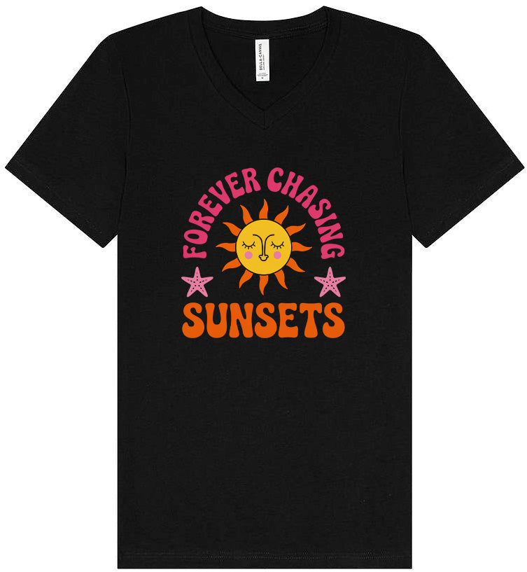 Forever Chasing Sunsets Unisex V-Neck Shirt