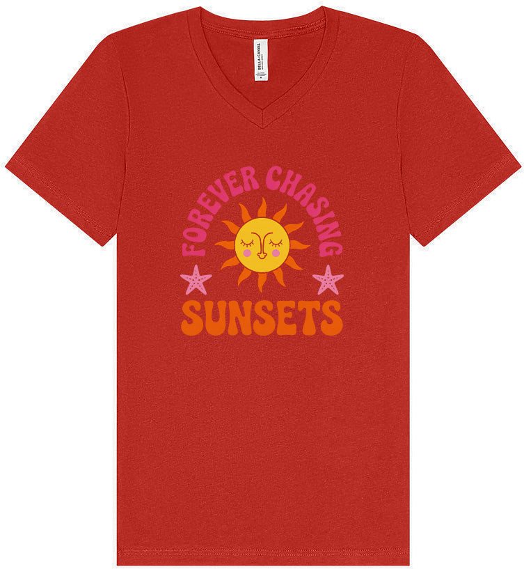 Forever Chasing Sunsets Unisex V-Neck Shirt