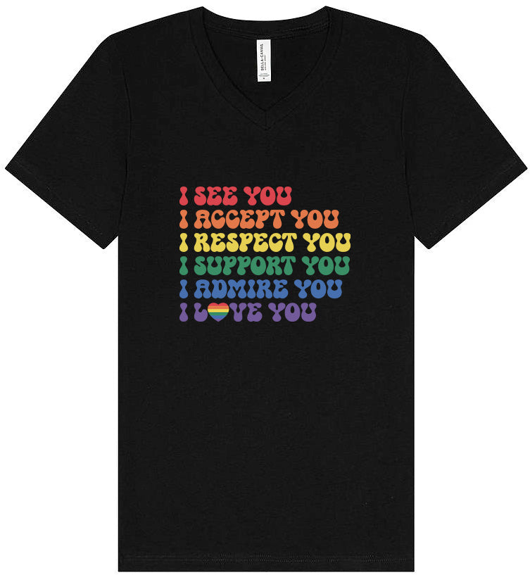 See Accept Support Pride Unisex V-Neck Shirt