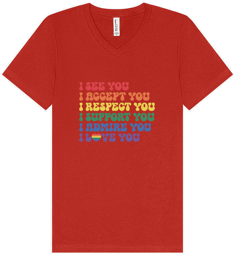 See Accept Support Pride Unisex V-Neck Shirt