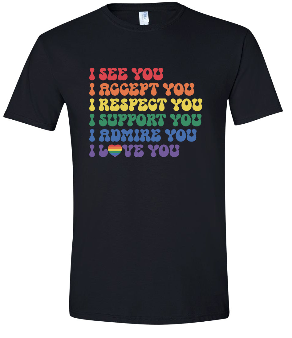 See Accept Support Pride Adult Gildan Soft Shirt