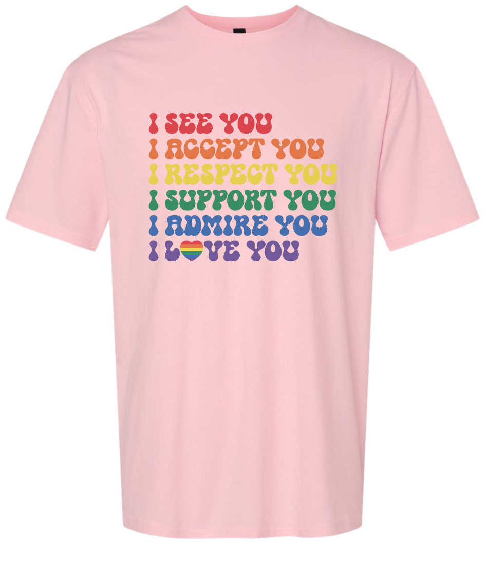 See Accept Support Pride Adult Gildan Soft Shirt
