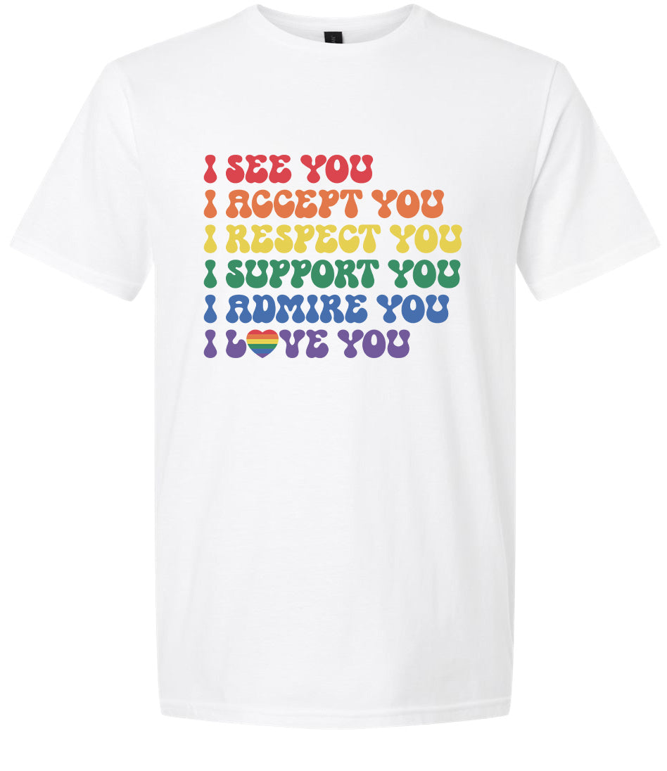 See Accept Support Pride Adult Gildan Soft Shirt