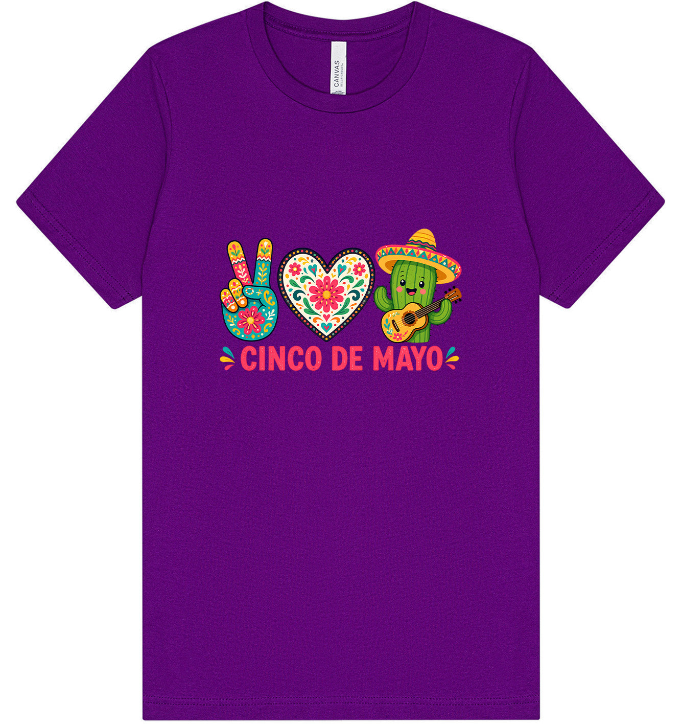Peace Love Cinco de Mayo Adult Bella Canvas Shirt