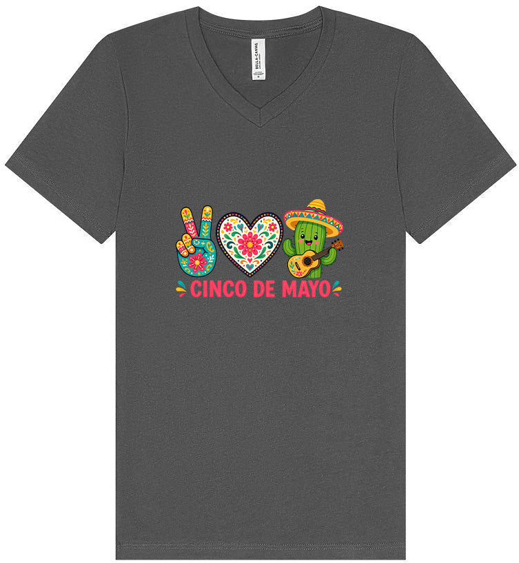 Peace Love Cinco de Mayo Unisex V-Neck Shirt