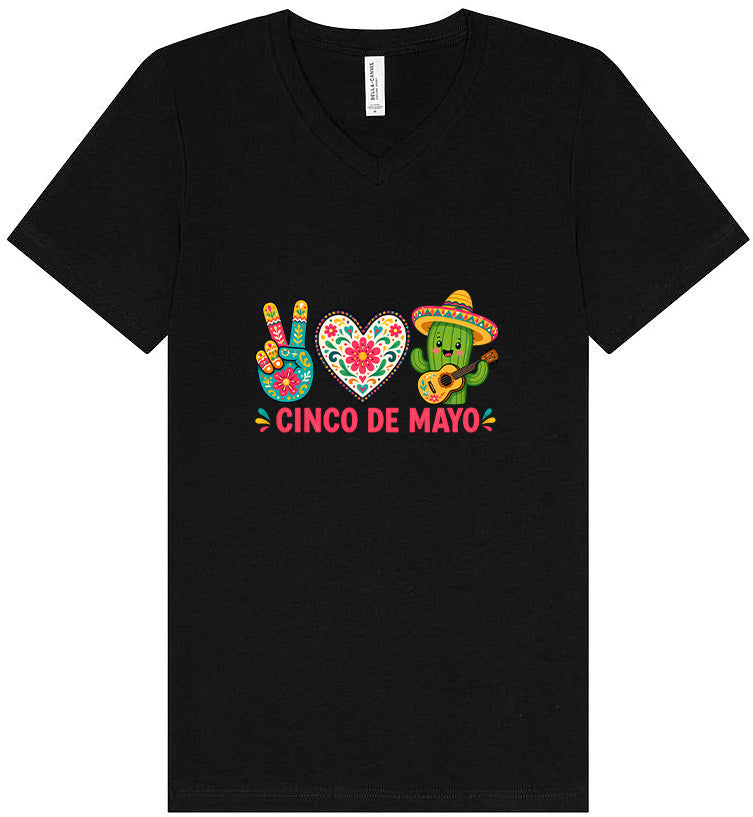 Peace Love Cinco de Mayo Unisex V-Neck Shirt