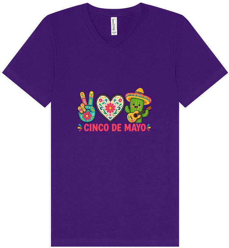 Peace Love Cinco de Mayo Unisex V-Neck Shirt