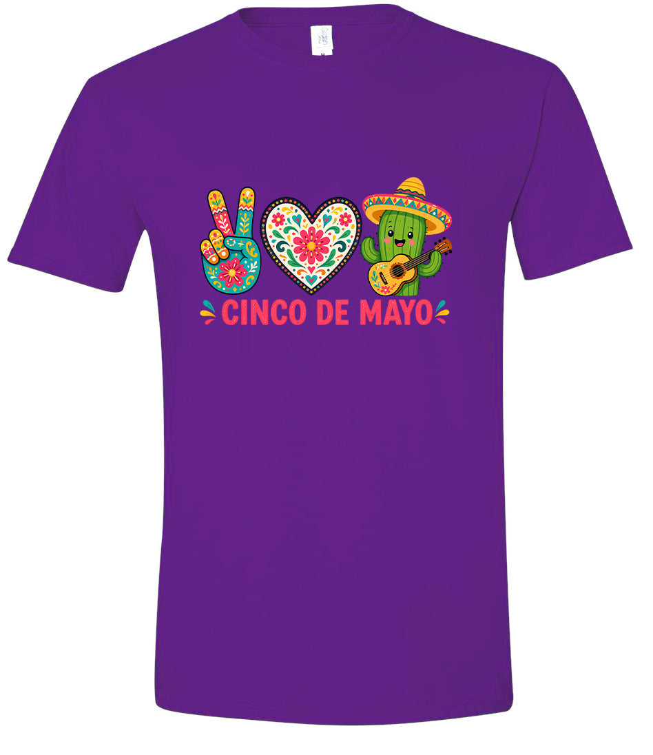 Peace Love Cinco de Mayo Children's Gildan Soft Shirt
