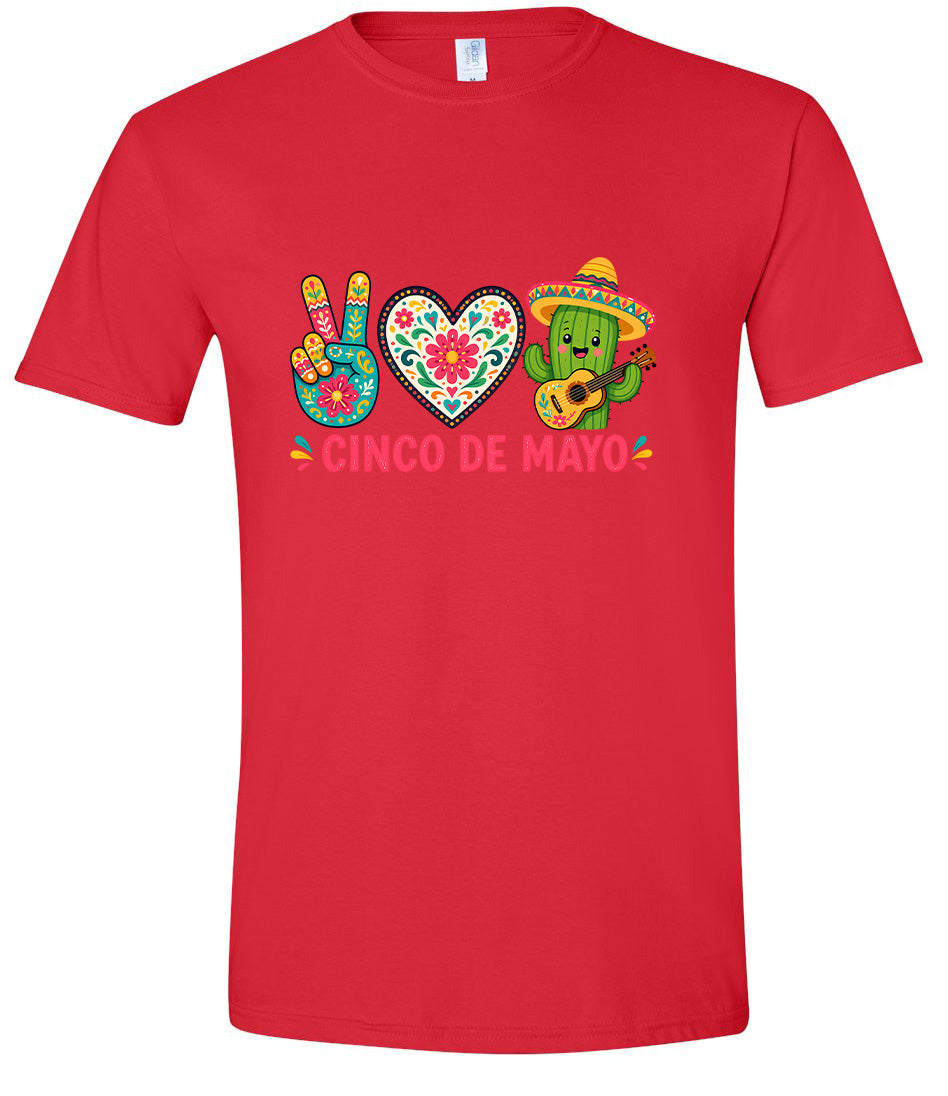 Peace Love Cinco de Mayo Children's Gildan Soft Shirt