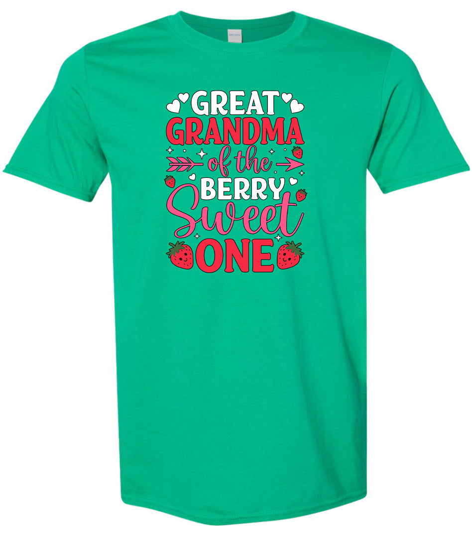 Great Grandma of the Berry Sweet One Adult Gildan Soft Shirt