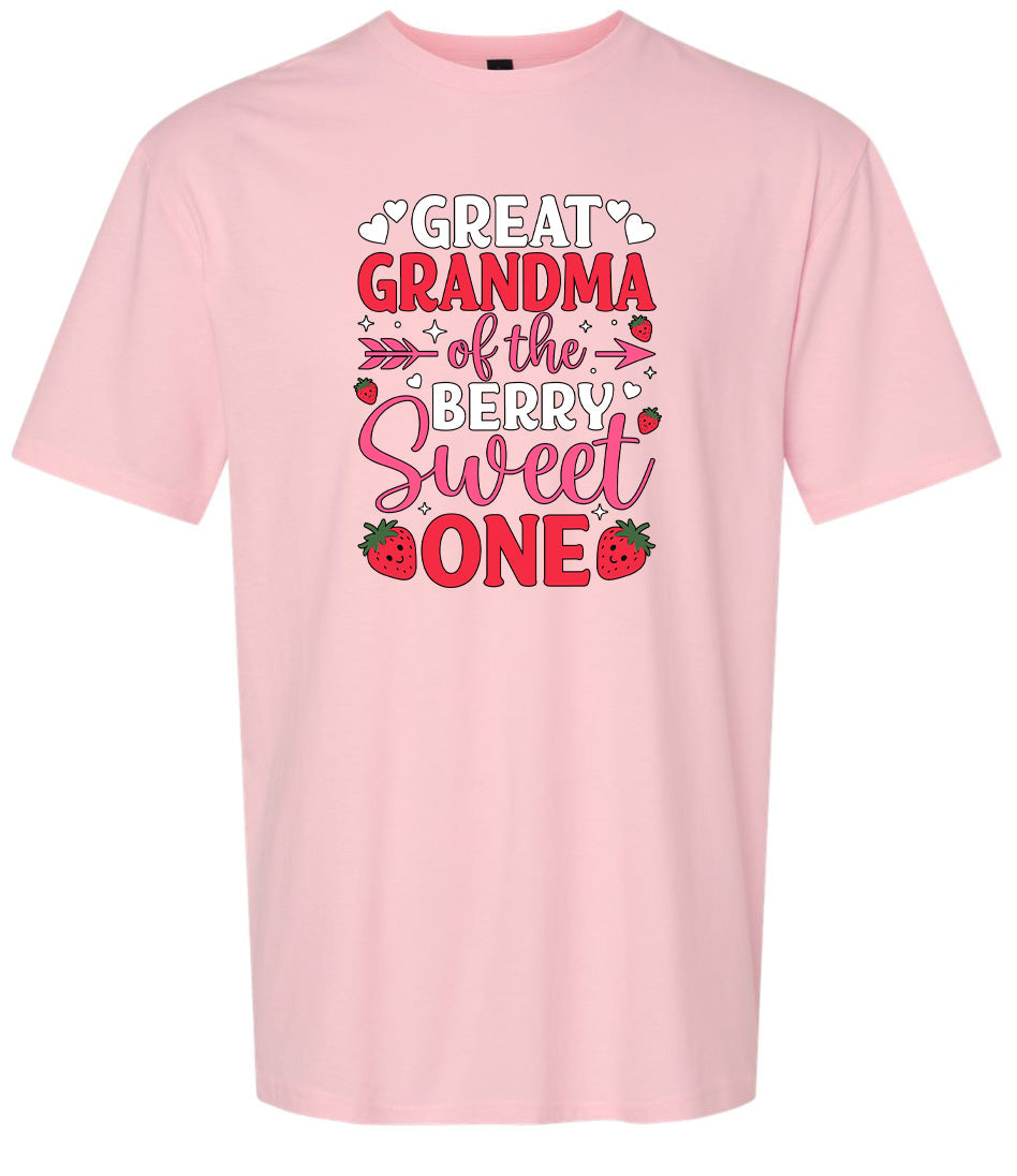 Great Grandma of the Berry Sweet One Adult Gildan Soft Shirt