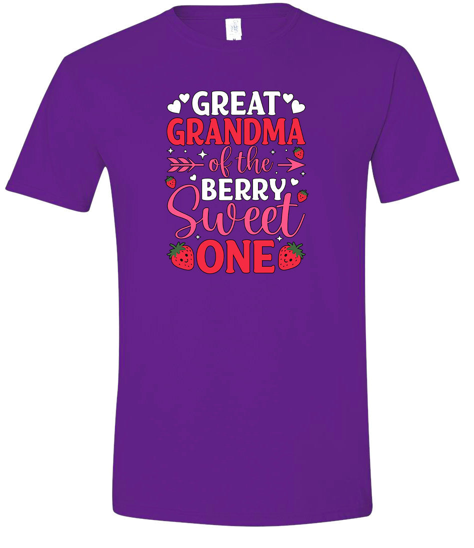 Great Grandma of the Berry Sweet One Adult Gildan Soft Shirt