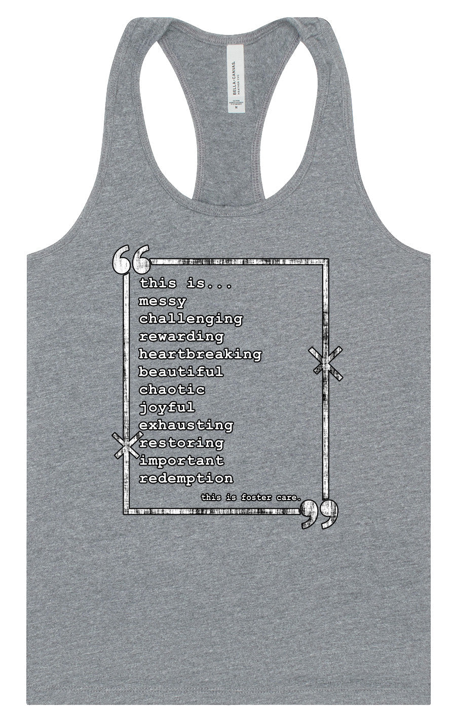 This is Foster Care Women's Racerback Tank