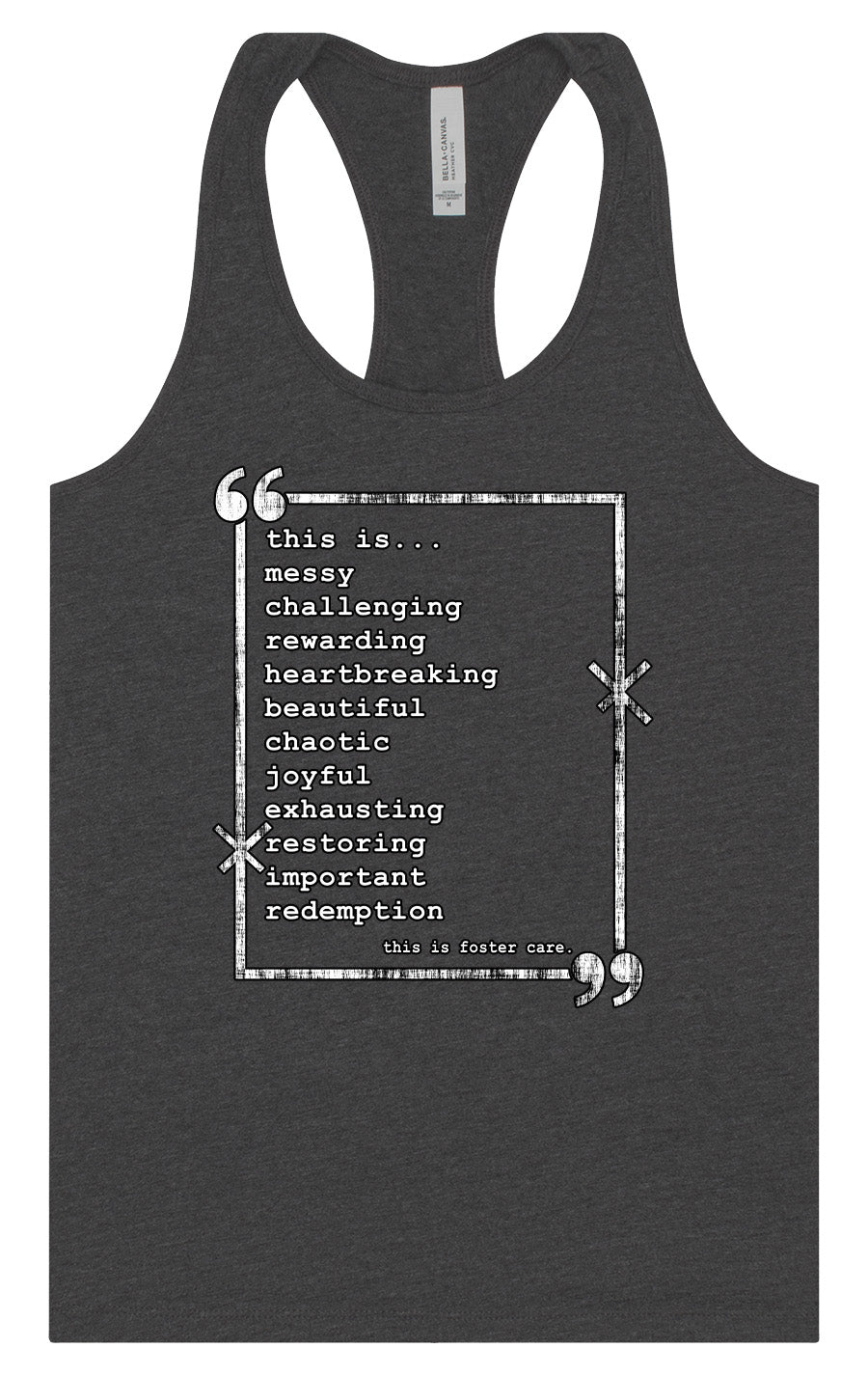 This is Foster Care Women's Racerback Tank
