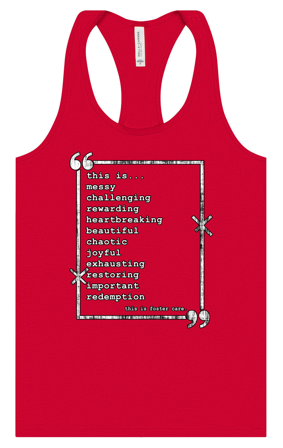 This is Foster Care Women's Racerback Tank