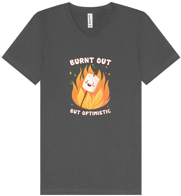Burnt Out but Optimistic Unisex V-Neck Shirt