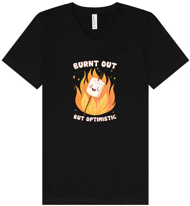 Burnt Out but Optimistic Unisex V-Neck Shirt