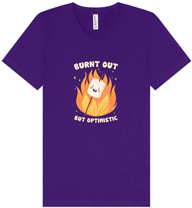 Burnt Out but Optimistic Unisex V-Neck Shirt