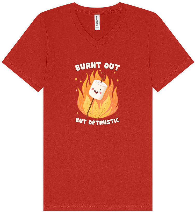 Burnt Out but Optimistic Unisex V-Neck Shirt
