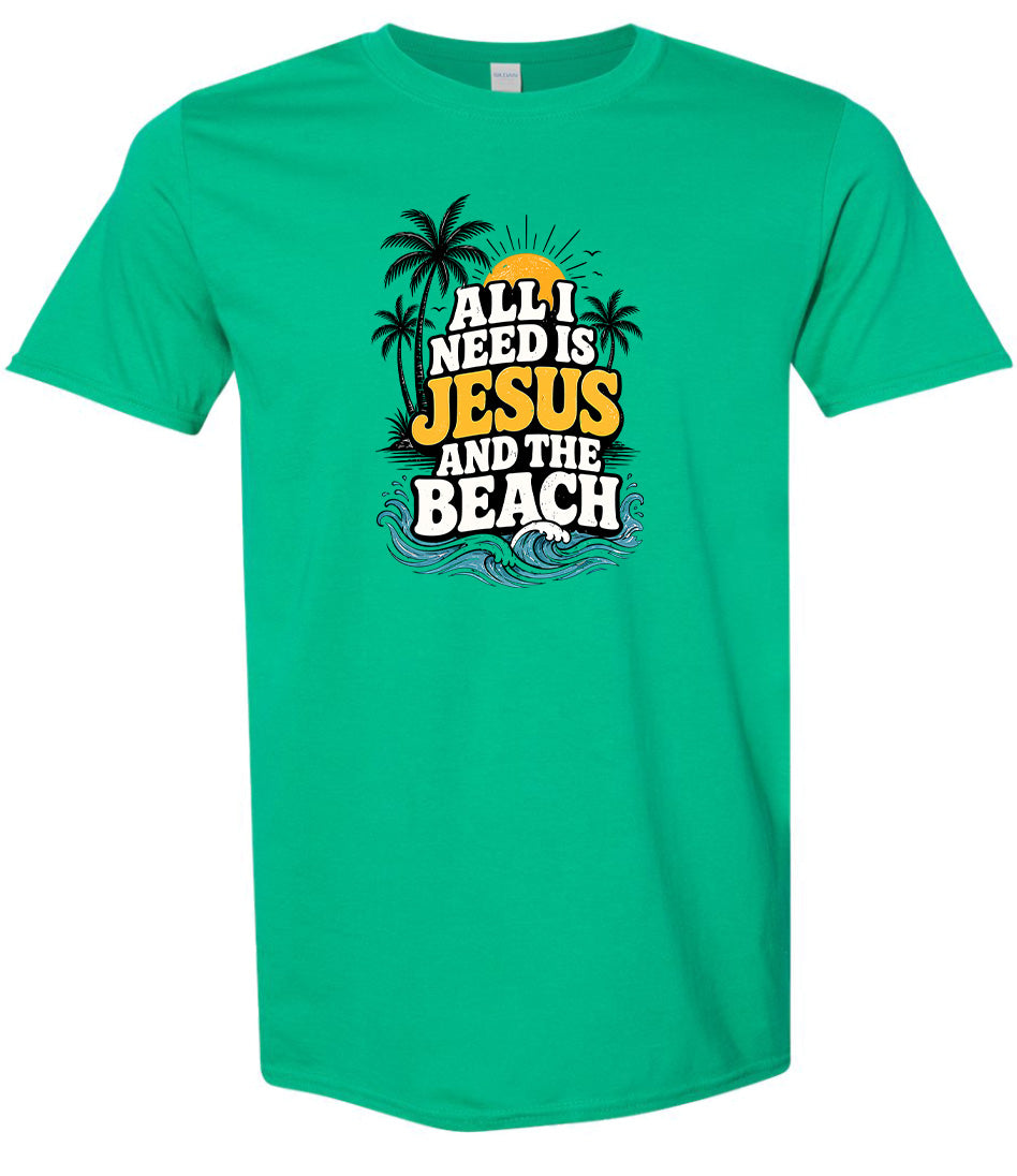 I Need Jesus and the Beach Adult Gildan Soft Shirt
