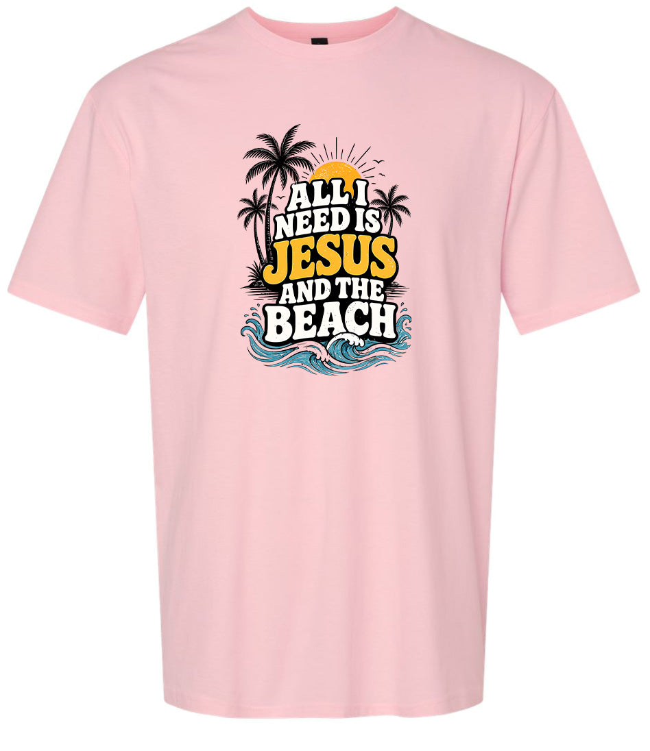 I Need Jesus and the Beach Adult Gildan Soft Shirt
