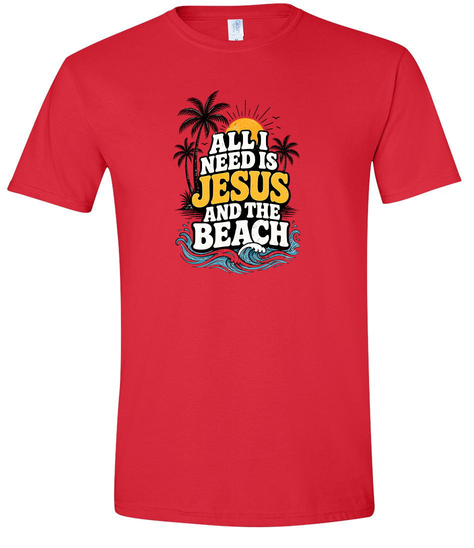 I Need Jesus and the Beach Adult Gildan Soft Shirt