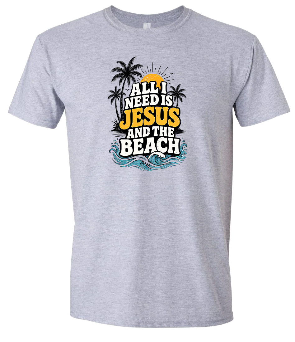 I Need Jesus and the Beach Adult Gildan Soft Shirt