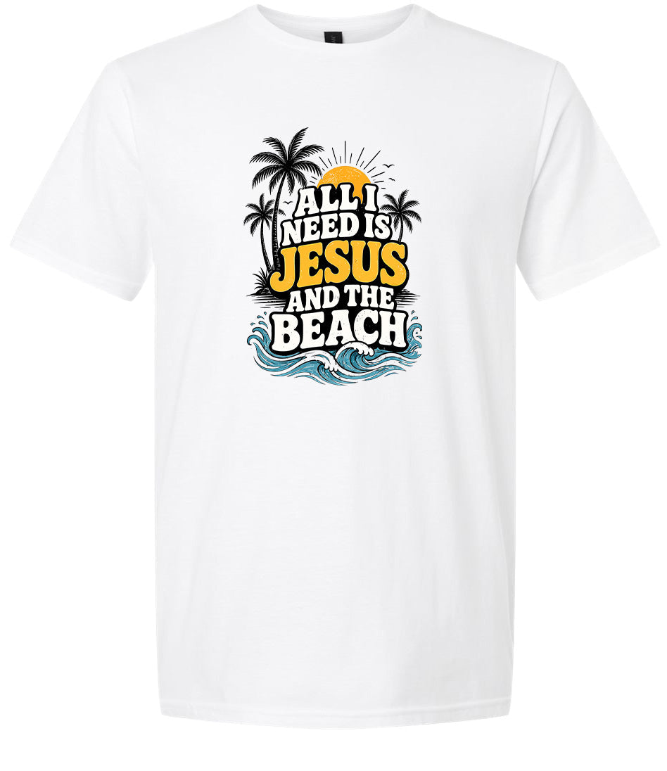 I Need Jesus and the Beach Adult Gildan Soft Shirt