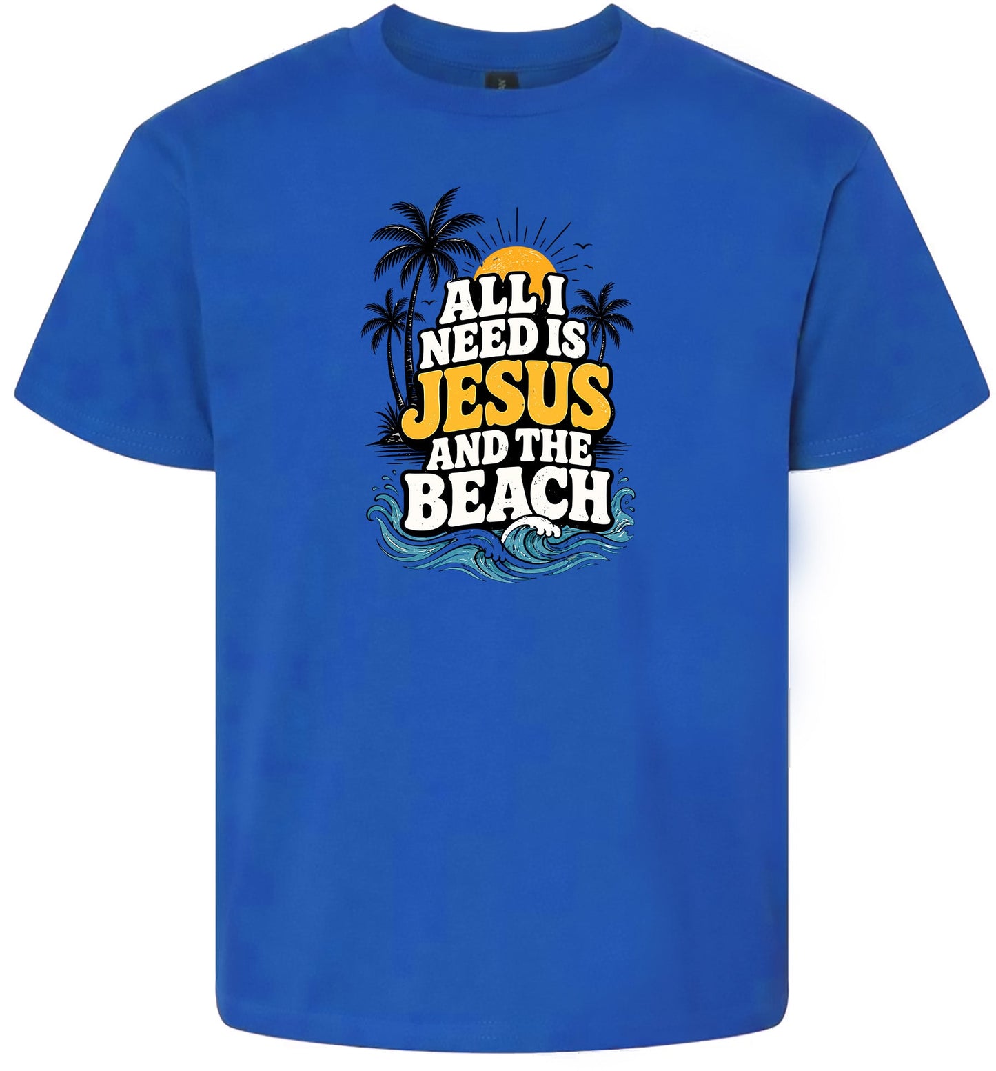I Need Jesus and the Beach Children's Gildan Soft Shirt