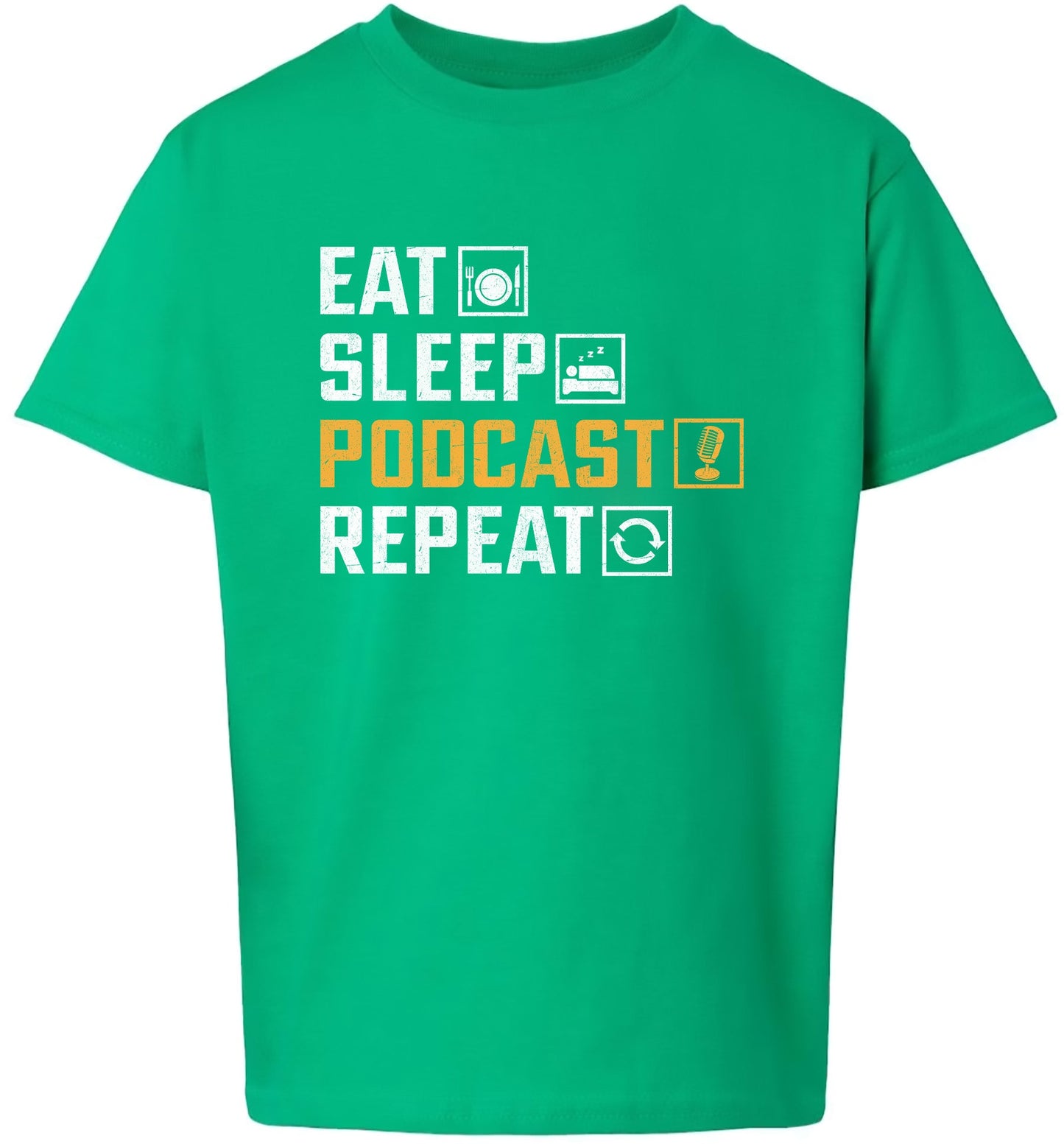 Eat. Sleep. Podcast. Repeat. Children's Gildan Soft Shirt