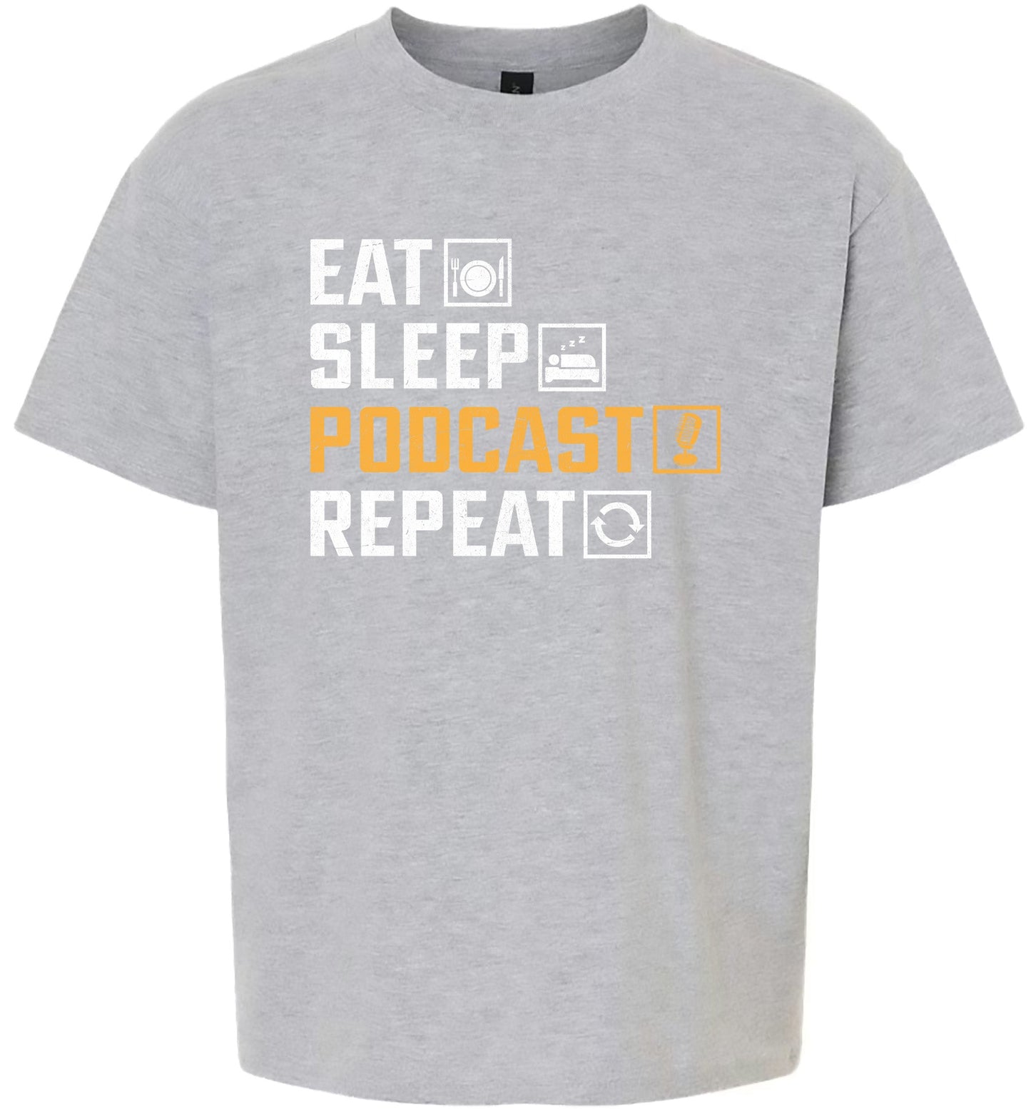 Eat. Sleep. Podcast. Repeat. Children's Gildan Soft Shirt