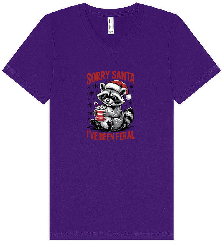 Sorry Santa I've Been Feral Unisex V-Neck Shirt