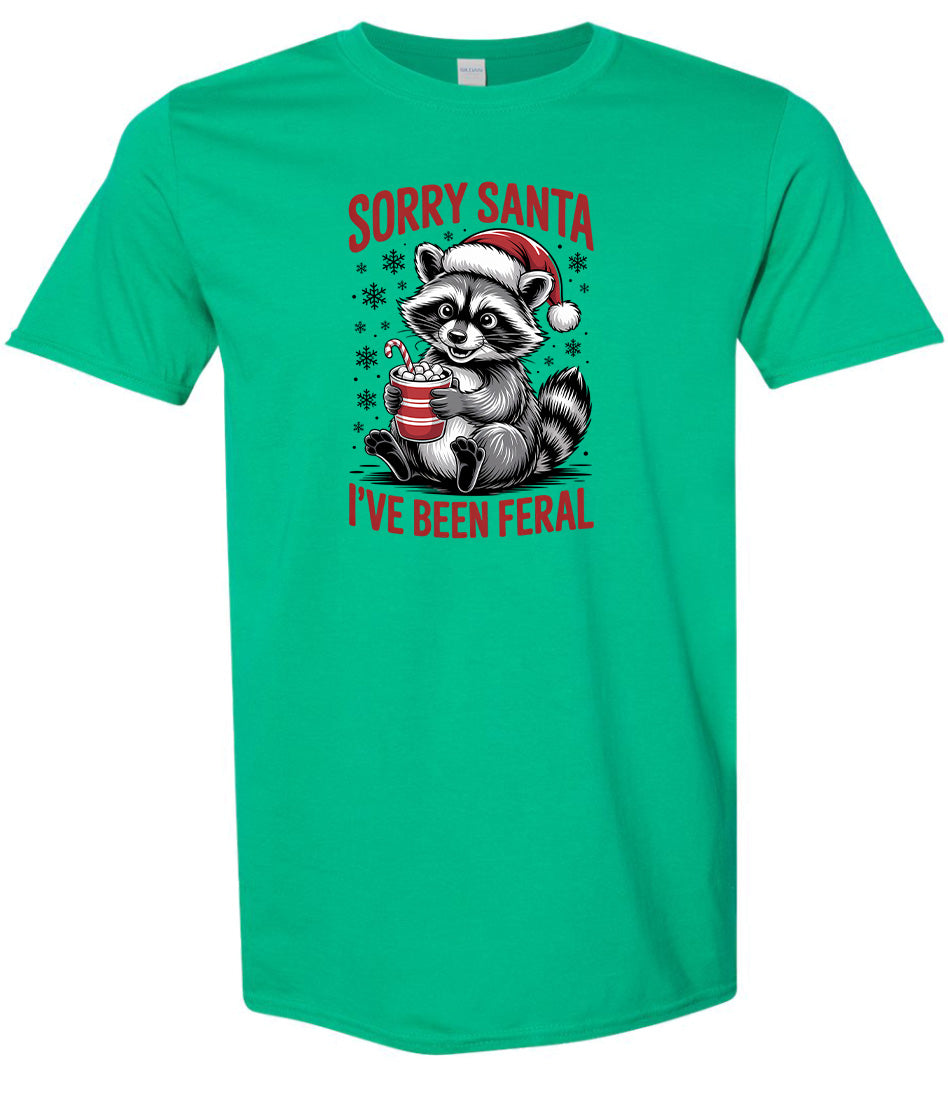Sorry Santa I've Been Feral Adult Gildan Soft Shirt