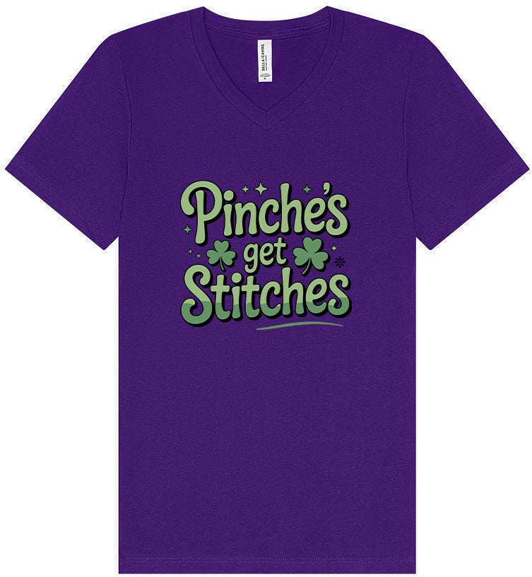 Pinches Get Stitches Unisex V-Neck Shirt