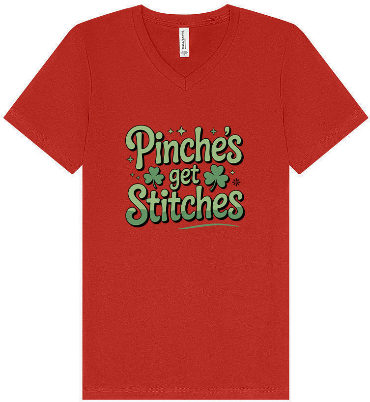 Pinches Get Stitches Unisex V-Neck Shirt