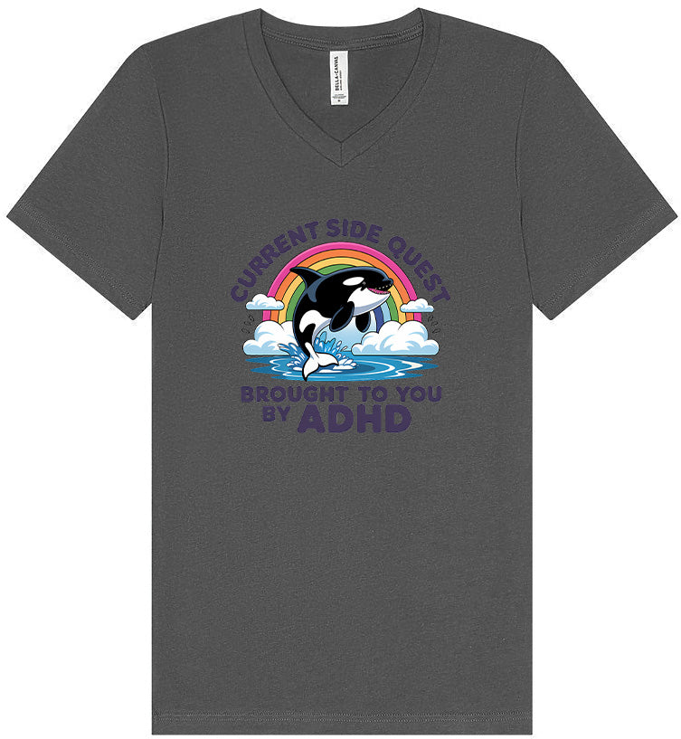 Side Quest Brought By ADHD Unisex V-Neck Shirt