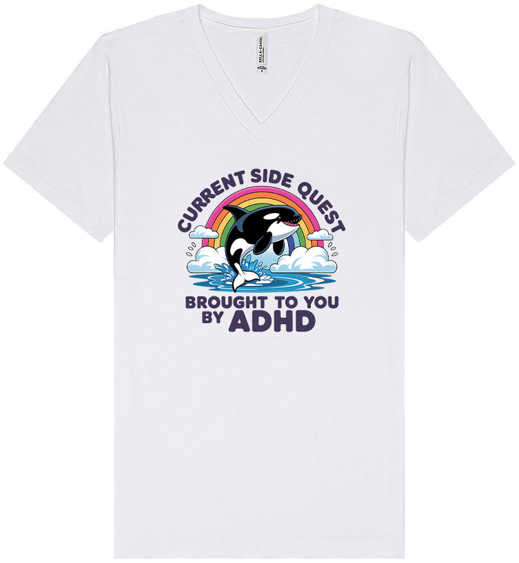 Side Quest Brought By ADHD Unisex V-Neck Shirt