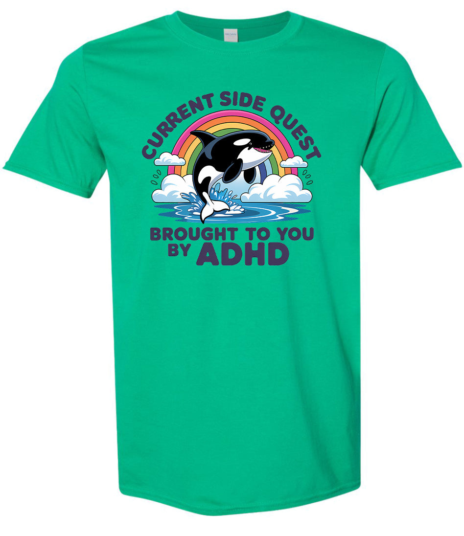 Side Quest Brought By ADHD Adult Gildan Soft Shirt