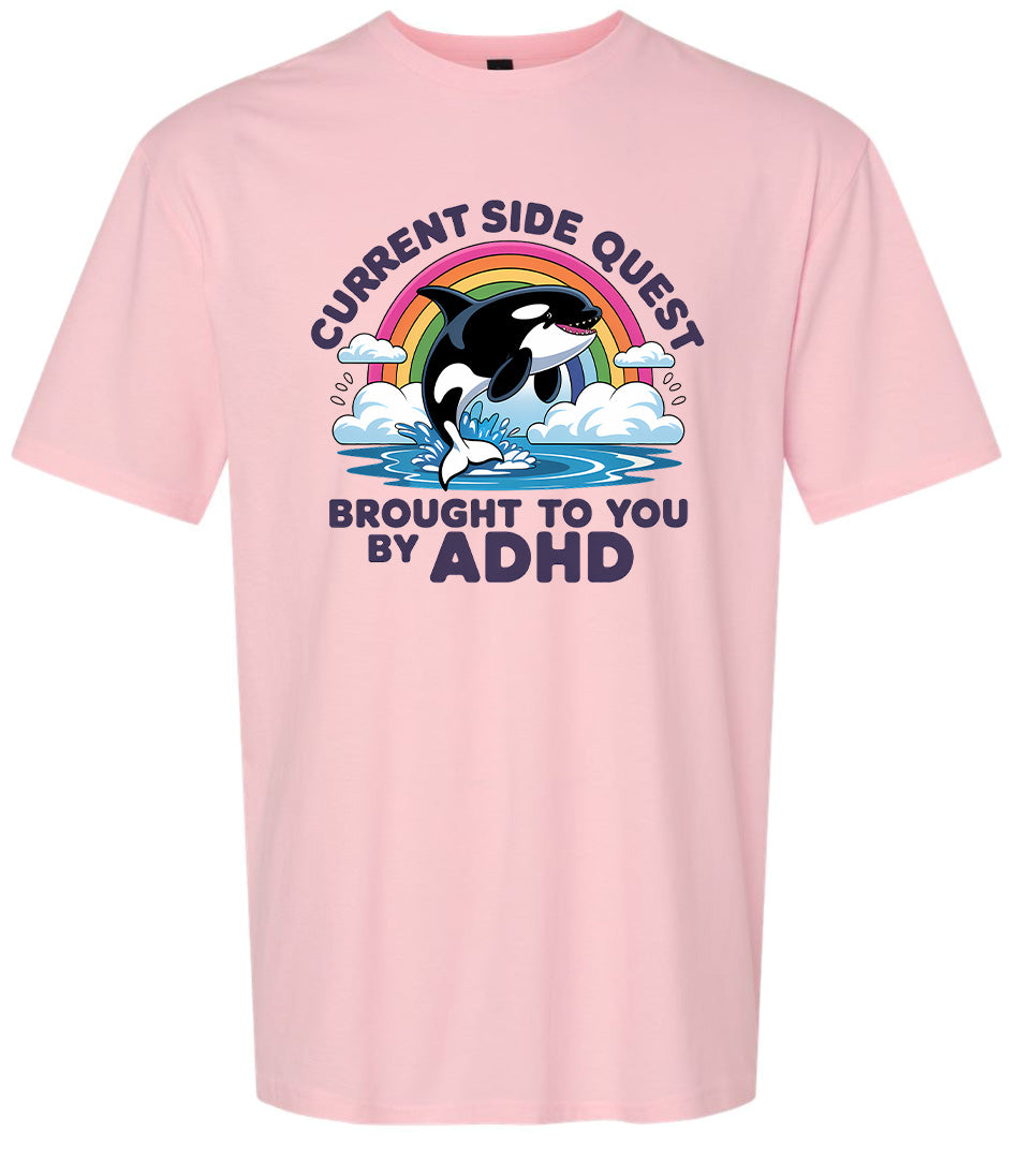 Side Quest Brought By ADHD Adult Gildan Soft Shirt