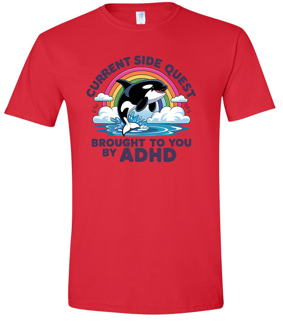 Side Quest Brought By ADHD Adult Gildan Soft Shirt
