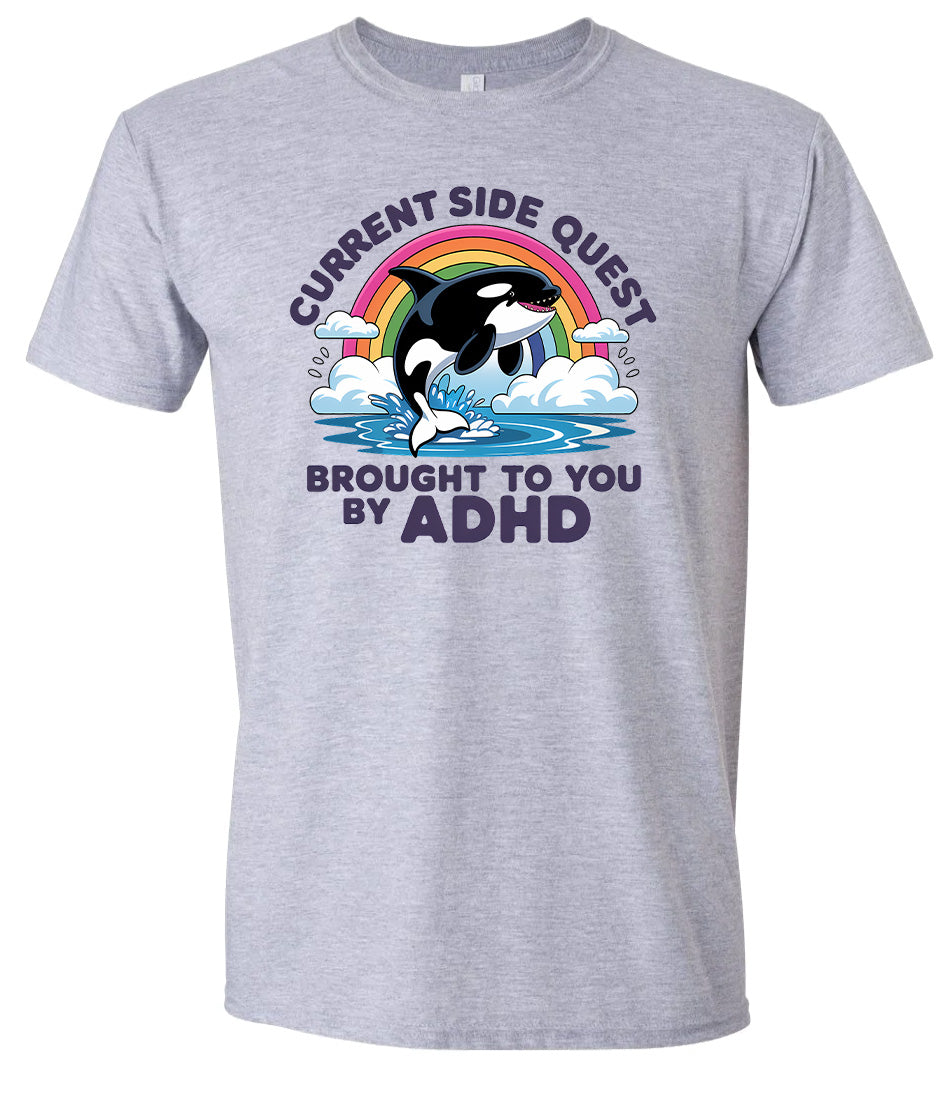Side Quest Brought By ADHD Adult Gildan Soft Shirt