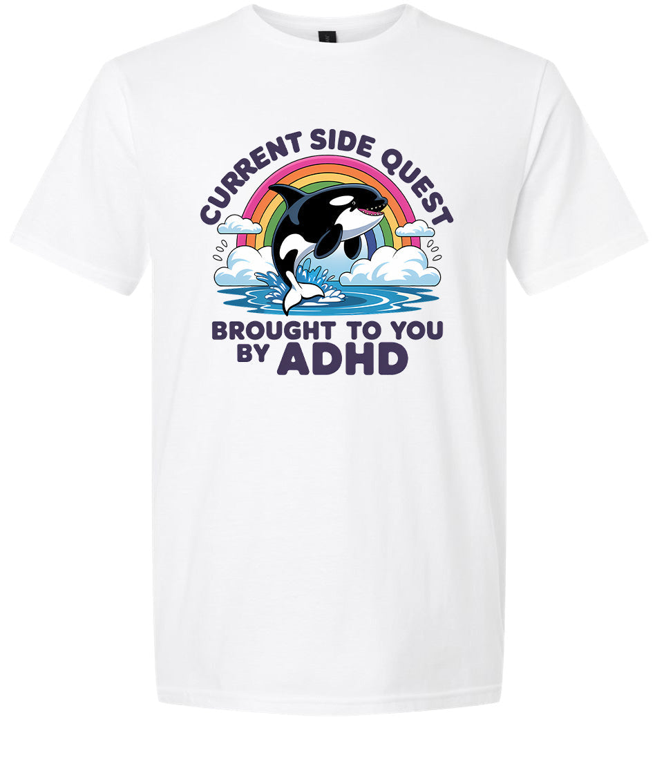 Side Quest Brought By ADHD Adult Gildan Soft Shirt