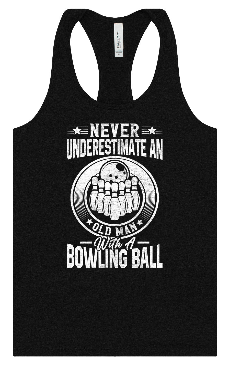 An Old Man with a Bowling Ball Women's Racerback Tank
