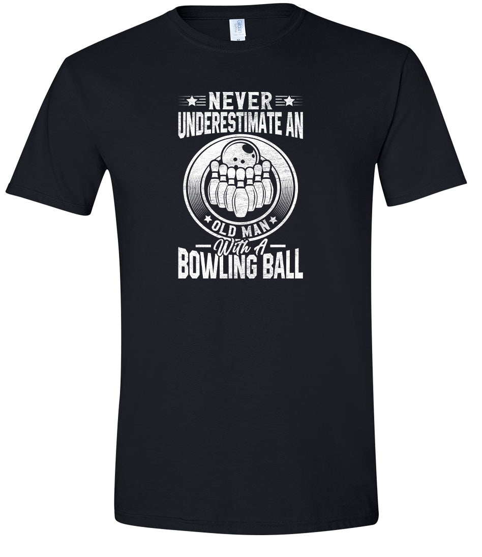 An Old Man with a Bowling Ball Adult Gildan Soft Shirt