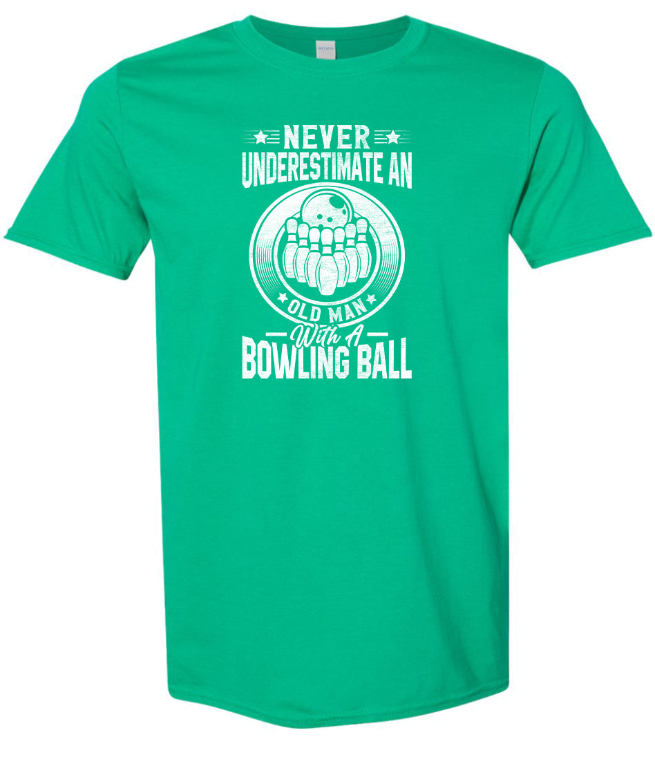 An Old Man with a Bowling Ball Adult Gildan Soft Shirt