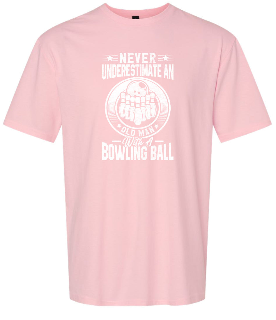 An Old Man with a Bowling Ball Adult Gildan Soft Shirt
