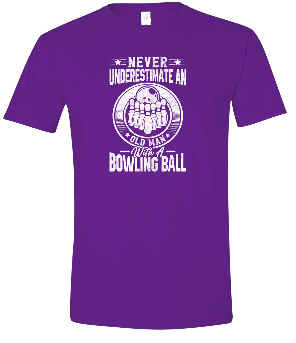 An Old Man with a Bowling Ball Adult Gildan Soft Shirt