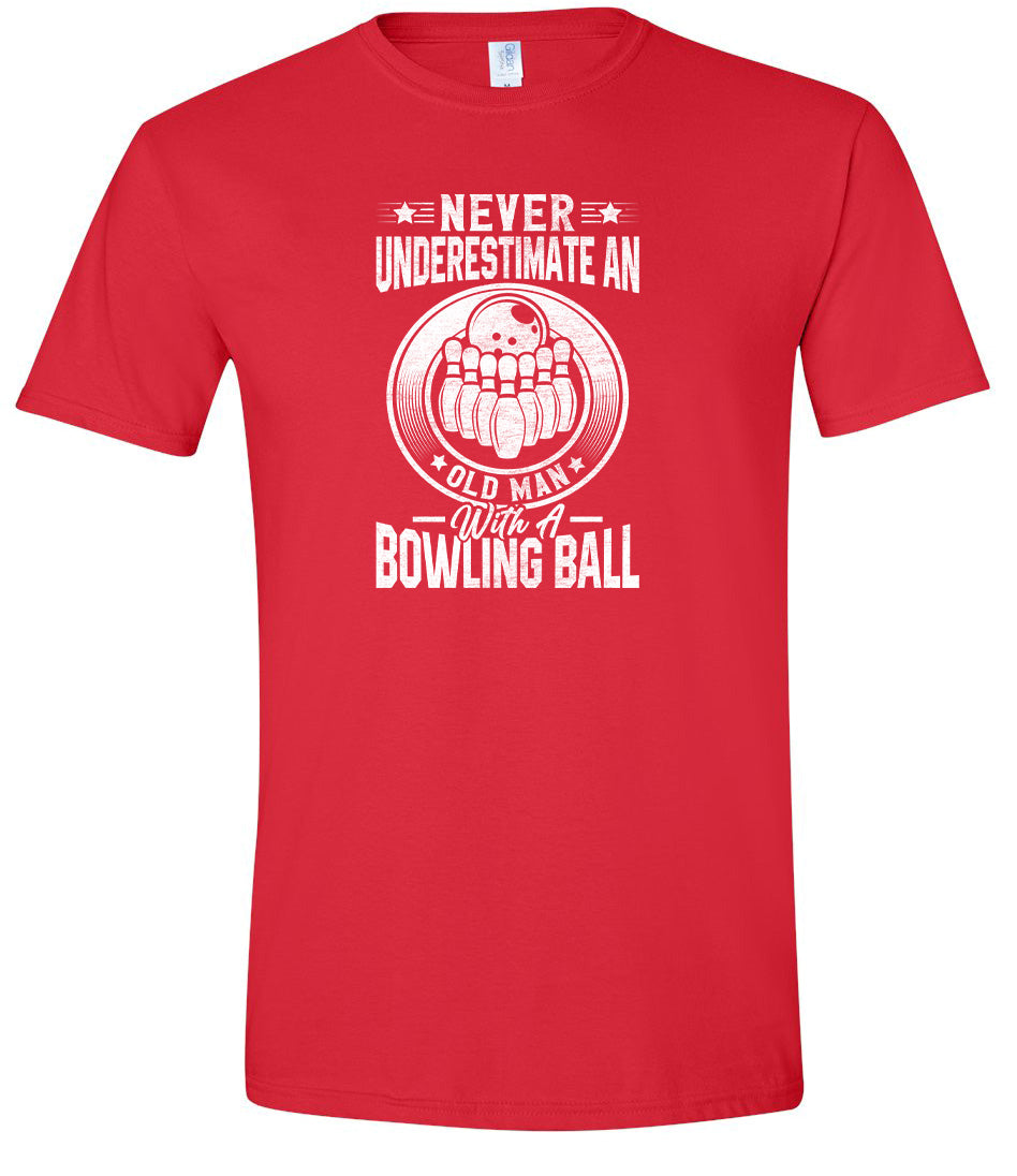 An Old Man with a Bowling Ball Adult Gildan Soft Shirt